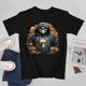 thumbnail image 3 of Black Hoodie Skull Vintage Comics Graphic Tee shirt Unisex short sleeve Stree Art top, 3 of 4