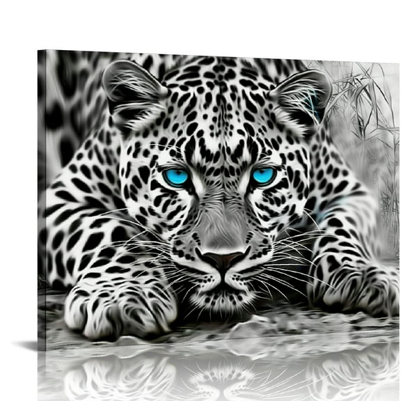 ARISTURING  Cheetah Blue Eyes Leopard Animal Black and White Abstract Poster Canvas Print Wall Art Paintings Poster Pictures For Living Room Home Decor