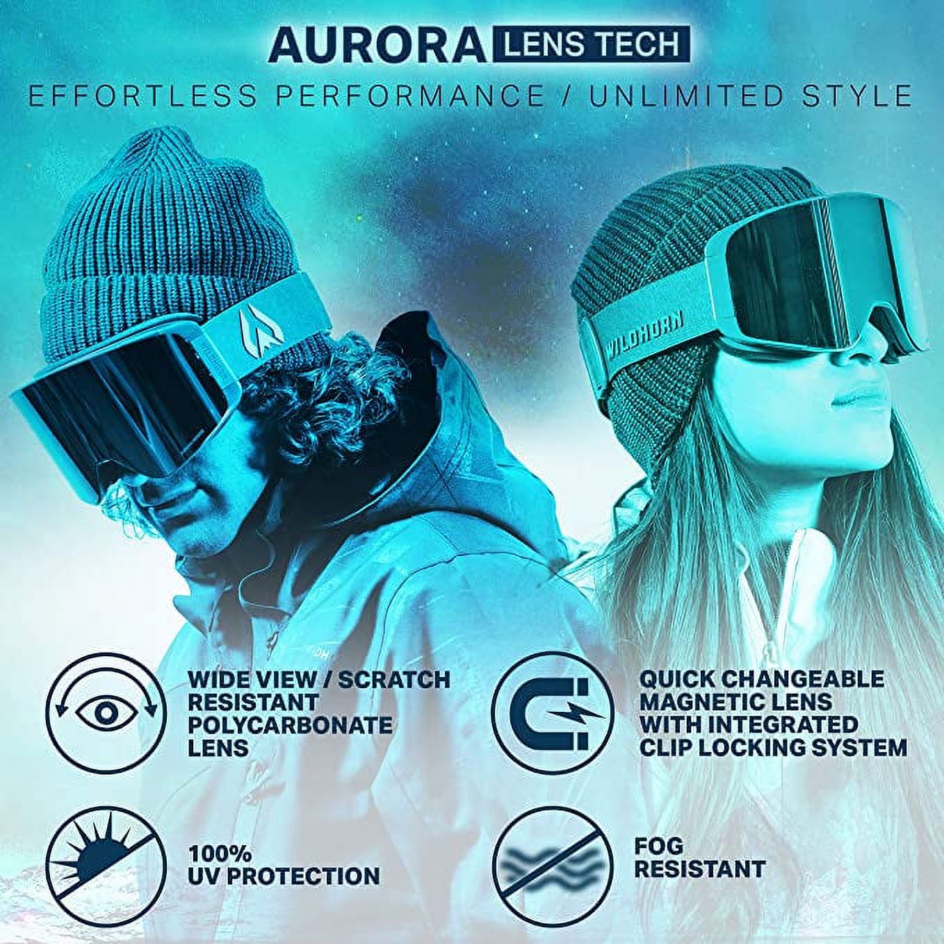 Wildhorn Pipeline Ski - Wide View Anti-Fog Unisex Cylindrical Snowboard Goggles - image 5 of 6
