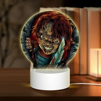 Horror Chucky Blood Round Acrylic Night Light Decoration USB Cable LED Lamp Base with Touch Control Adjustable 3 Light Modes Nightlight Decor