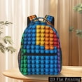 thumbnail image 6 of Colorful Building Block Pattern Backpack Durable Polyester Commuter Bag with Water Bottle & Umbrella Storage, Stylish InsApproved Design for Travel & Daily Use, Backpack for Travel, Smooth Texture, 6 of 7