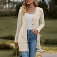thumbnail image 4 of Women's Ribbed Knit Cardigan with Pockets Lightweight Long Sleeve Open Front Cover Up Cozy Lounge Wear for Fall, 4 of 9
