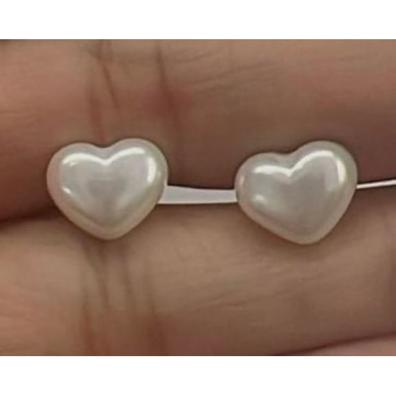 925 Sterling Silver Heart Shape Pearl Stud Earrings for Women