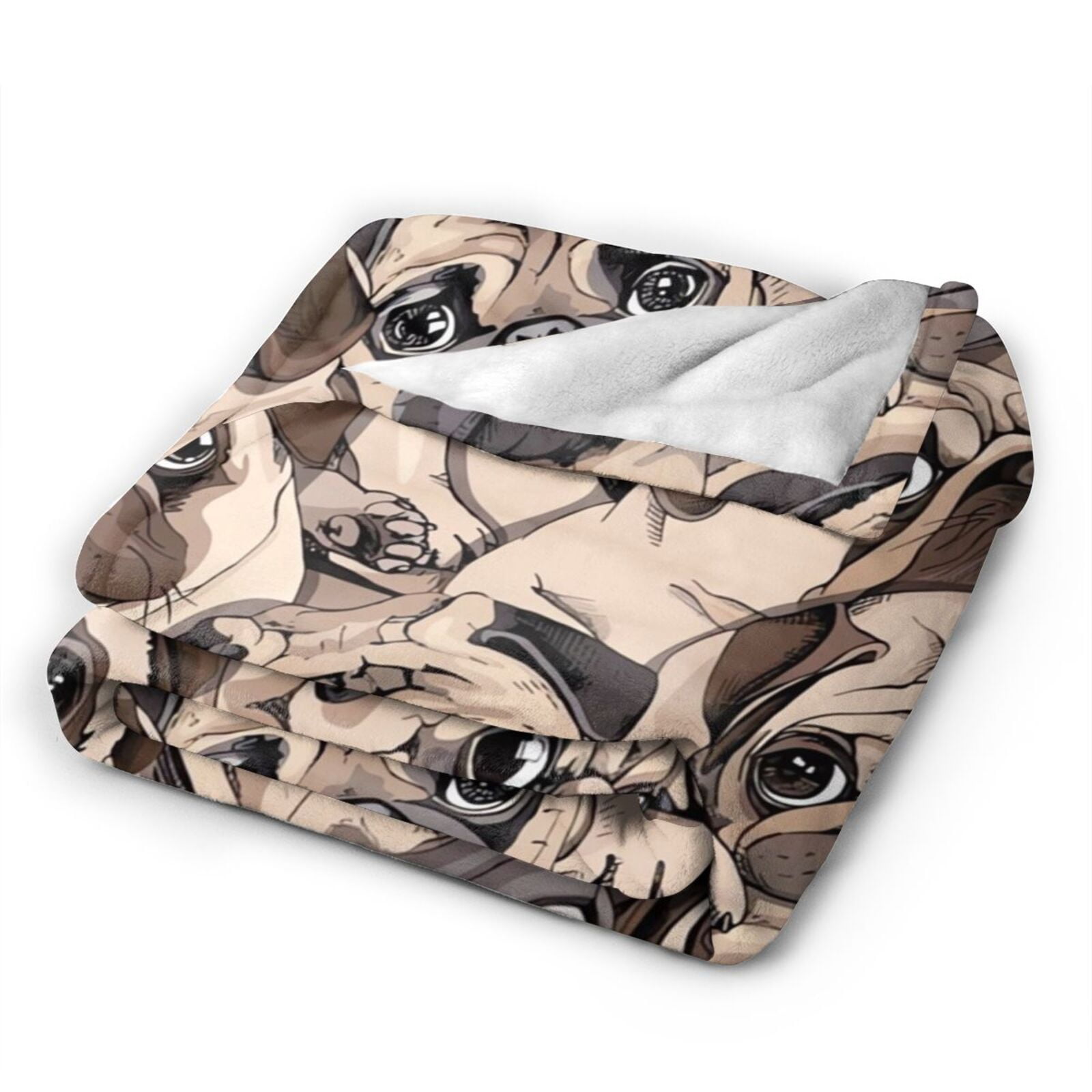 Wijzvio Pug Dog Throw Blanket Soft Fuzzy Fleece Blanket For Couch Bed Living Room Decoration 50"X40"