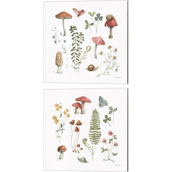 Great Art Now Forest Treasures by Lisa Audit 2 Piece Canvas Art Set Each 14"W x 14"H