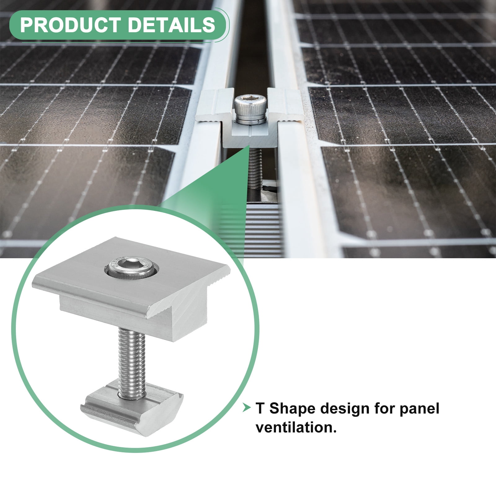 Uxcell 12-Pack Solar Panel Mount Mid Clamps 30mm T Center Clips Corrosion-free Aluminum Anodized Solar Panel Center Clamp White