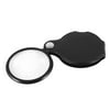 Unique Bargains 5X Round Folding Pocket Spiegel Magnifier Magnifying Faux Leather Glass Black