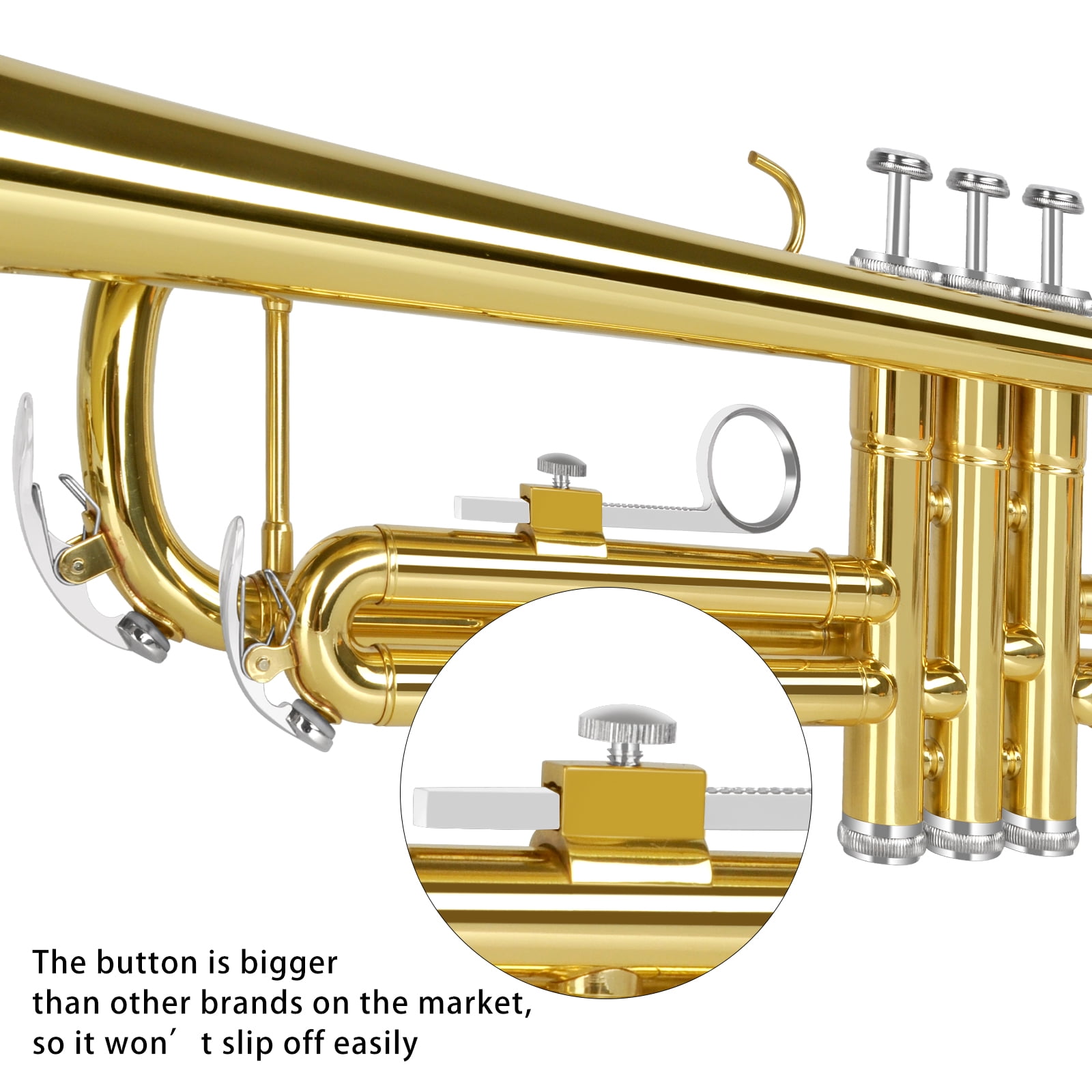 EASTROCK Bb Trumpet Precision Valves with Double Drain & Sweat-Proof Grips Pro Care Kit Included for Novice User Gold