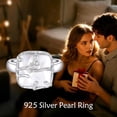 thumbnail image 6 of Pearl Ring Sterling Silver Vintage Square Pearl Adjustable Size 7 Ring Minimalist Jewelry Gifts For Women, 6 of 6