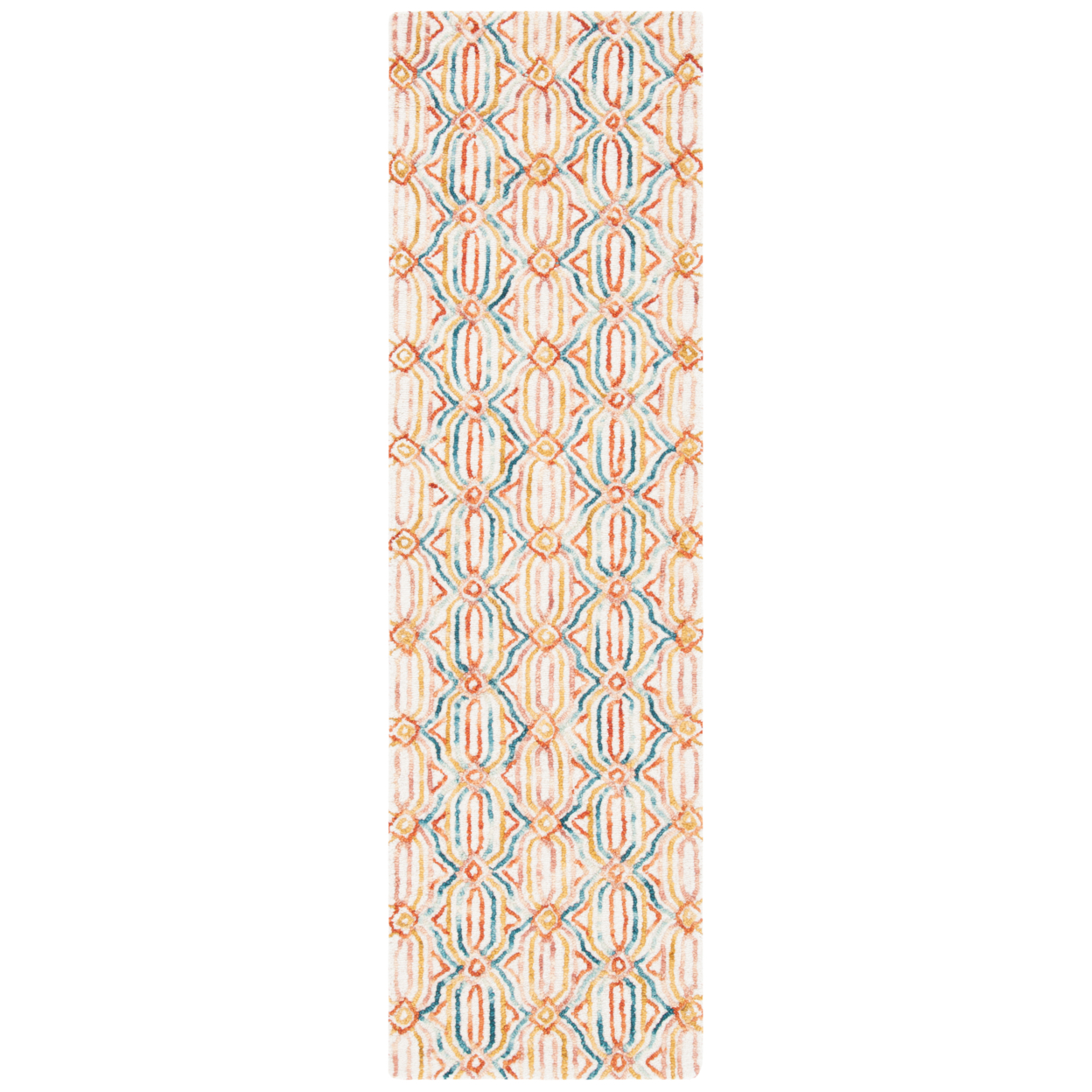 SAFAVIEH Trace Shavonne Geometric Trellis Wool Area Rug, Ivory/Navy, 3' x 5'