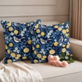 thumbnail image 2 of Lemon Bird Pillow Covers 2 Pack Spring Summer Blue White Floral Leaf Bird Yellow Lemon Navy Blue Pillowcase Waterproof Outdoor Throw Pillow Cover for Patio Garden Square Cushion 24”x24”, 2 of 9