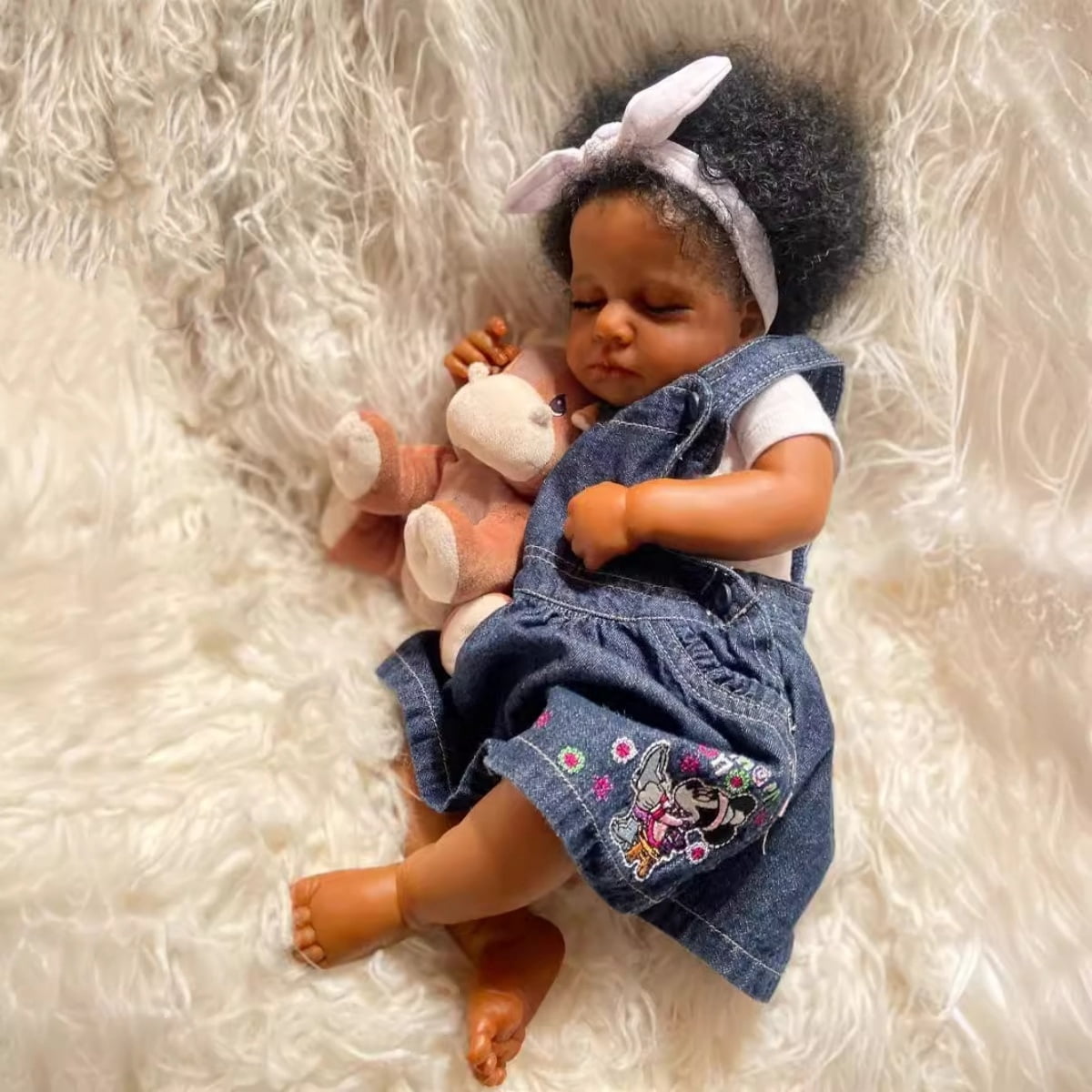 Reborn Baby Dolls Black 20 inch African American Newborn Baby Girl Doll Soft, Realistic Newborn Baby Doll, Waterproof, Poseable with Accessories Gift for Kids Age 3+