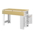 thumbnail image 4 of U_Style-CA Modern Counter Height Table with Foldable Top, Marble-Pattern Surface, 2-Door Storage Cabinet, Adjustable Shelf, Side Hooks & Aluminum Handles, for Dining Room (Chairs Not Included), 4 of 4