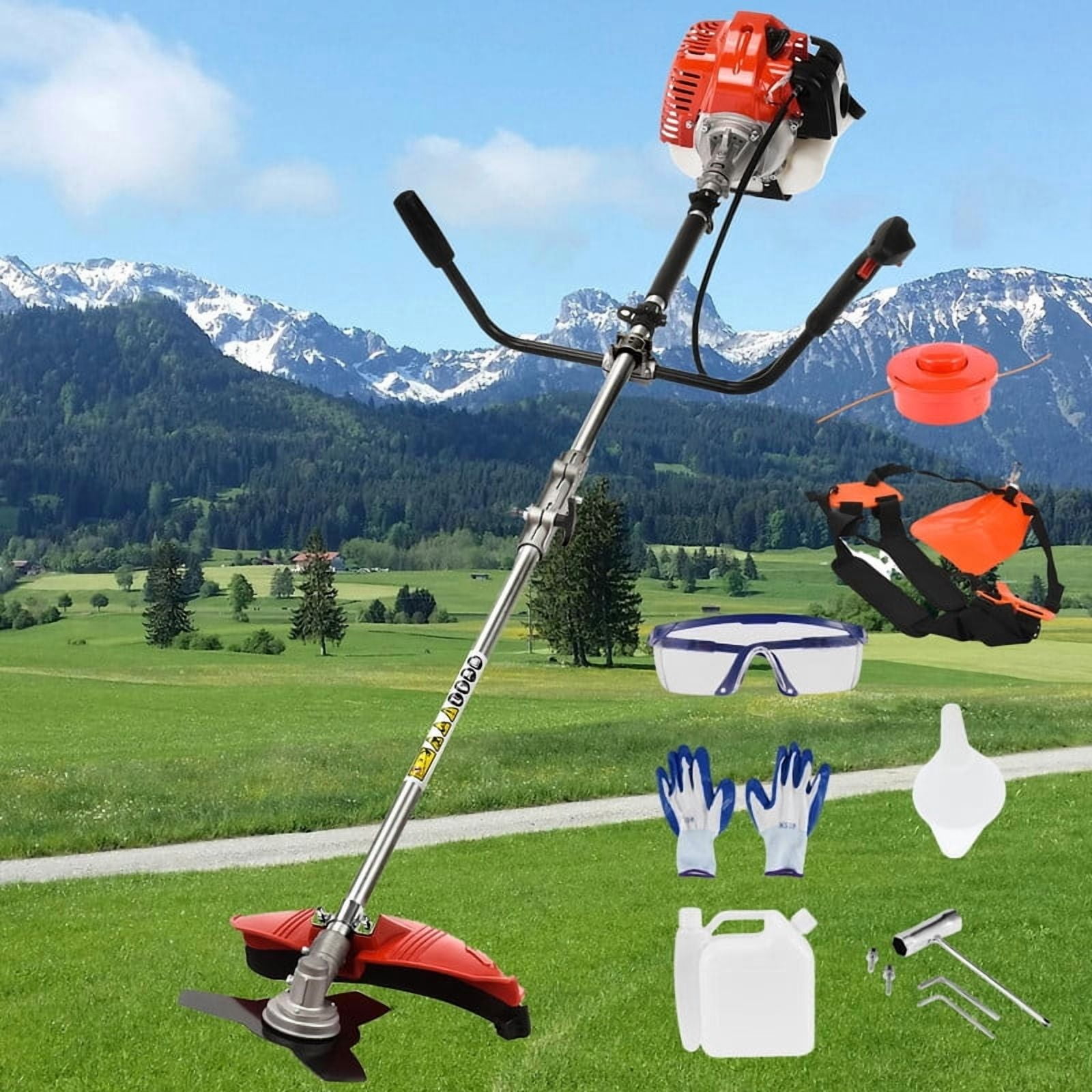 Mohsoe Red 52CC 2-Stroke Gas Powered Weed Eater, Weed Wacker, Gas String Trimmer & Gasoline Trimmer for Lawn Garden Yard