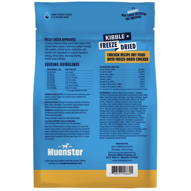 Muenster Perfect Balance Chicken Kibble with Freeze-Dried Bites, 3.5 lb photo 8