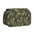 thumbnail image 1 of Disketp Green Skulls Estuche de Lápices de Doble Capa con Tapa Abatible y Cremallera, Organizador Escolar para Adolescentes y Adultos, 1 of 7