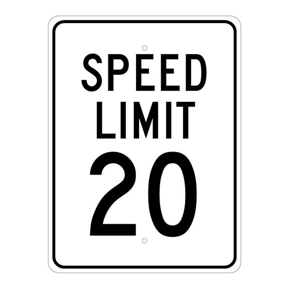 National Marker Reflective "Speed Limit 20" Speed Control Sign 24" x 18" Aluminum (TM20J)