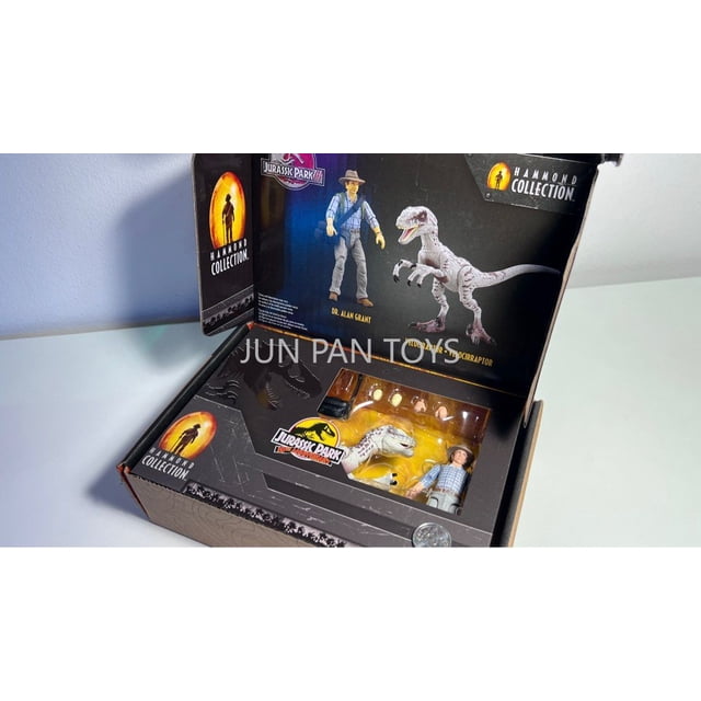 Colección Hammond Original de Jurassic World Jurassic Park III Mattel Paquete de Velociraptor del Dr. Alan Grant