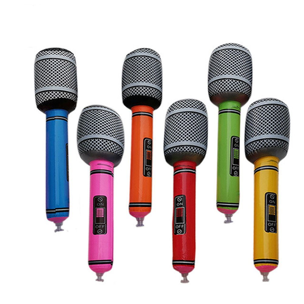 Inflatable Microphone 40Cm 4 Astd Neon