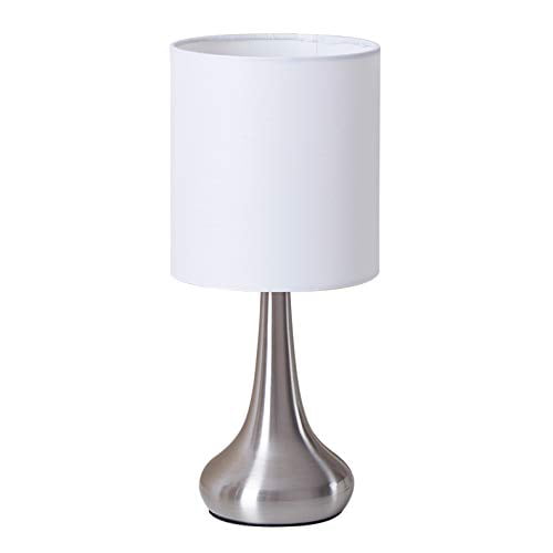 Brushed Nickel Nightstand Lamps Bedside, Small End Table Reading Lamp