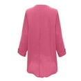 thumbnail image 3 of WNEGSTG Shirts for Women Linen Plus Size Loose Blouse Casual Long Sleeve Solid V-Neck Top Pink, 3 of 3