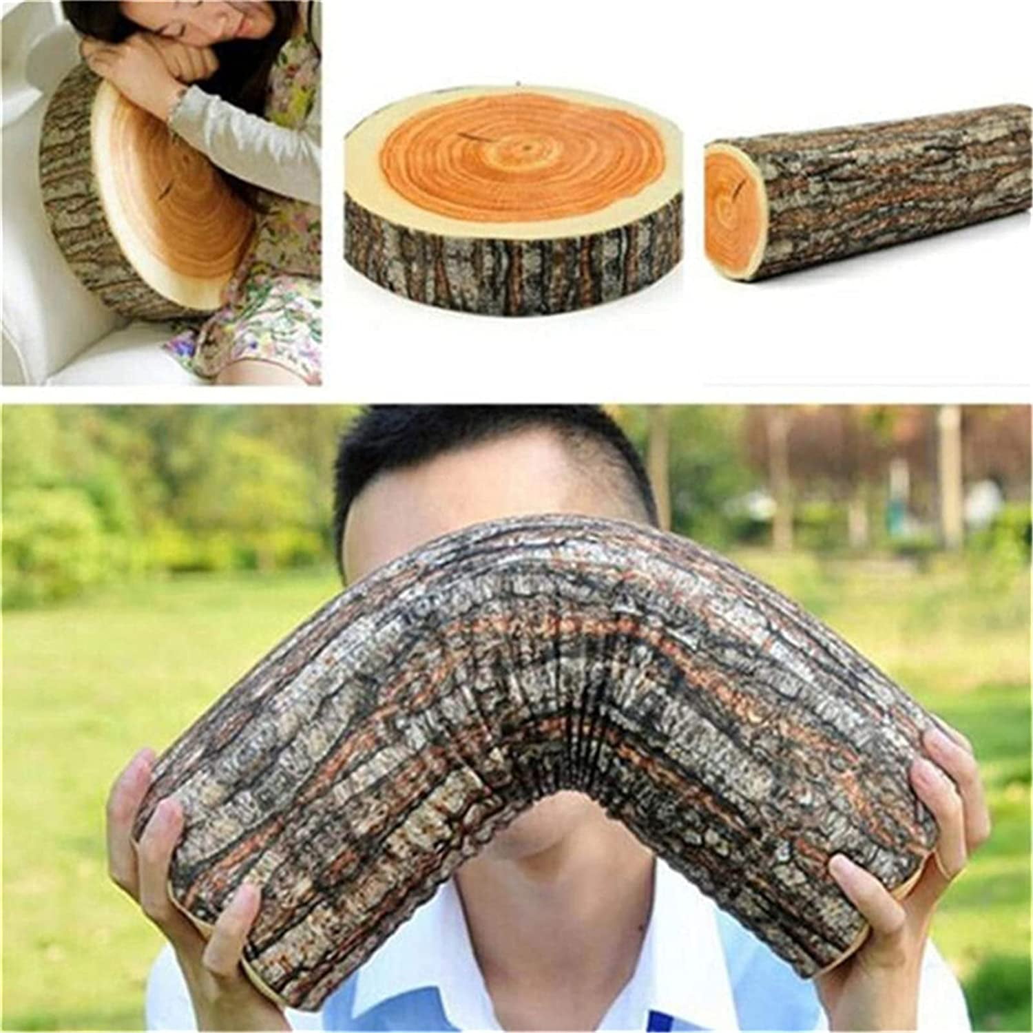 Natural Wood Design Tree Trunk Log Cushion Circle Pillow Soft