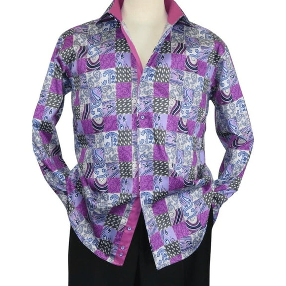 Men Shirt JValintin Turkey-Usa 100% Egyptian Cotton Axxess Style 1206-4 Purple