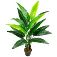 thumbnail image 4 of Northlight 4.25' Unlit Green Artificial Traveller's Tree with Black Pot, 4 of 7