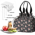 thumbnail image 4 of Pioneer Flower Floral Print Pattern Drawstring Lunch Bag Women - Drawstring Lunch Bag Insulated for Work Office - Stain-Resistant Large Lunchbags for Women with Multi-Pockets, 4 of 6