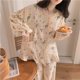 thumbnail image 5 of Conjunto de pijamas de mujer, pantalones de manga larga de encaje informal sueltos, ropa de salón de dos piezas para primavera otoño tipo 2 L, 5 of 8