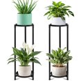 thumbnail image 1 of Soporte para plantas de 2 niveles Negro Hierro Estante de plantas 28.5 x 9.8 pulgadas 2 unidades, 1 of 7