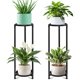 thumbnail image 1 of Soporte para plantas de 2 niveles Negro Hierro Estante de plantas 28.5 x 9.8 pulgadas 2 unidades, 1 of 7
