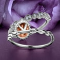 thumbnail image 3 of Art Deco 2.25 Carat Oval Cut Morganite And Diamond Moissanite Classic Engagement Ring, Halo Wedding Ring in 925 Sterling Silver With 18k White Gold Plating Gift For Her, Bridal Set, Matching Band, 3 of 3