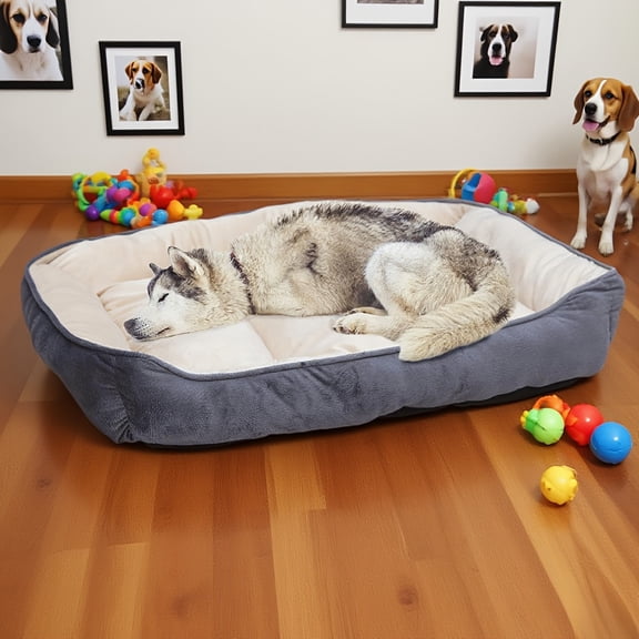 Luxury Extra Large Dog Bed 24x34 Inches - Plush Faux Mink Interior Heavy-Duty Pet Bed for Large Breeds Machine Washable
