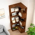 thumbnail image 6 of Corner Bookshelf with Storage, 6 Tier L-Shaped Tall Bookcase for Home Office Living Room Bedroom, Walnut Oak  Space Saving Design, 6 of 6