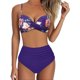 thumbnail image 1 of MKLEKYY Trajes De Baño Mujer Women High Waisted Bikini Sexy Push Up Two Piece Swimsuits Vintage Swimsuit Two Piece Retro Ruched High Waist Print Bikini Set 2742, 1 of 5