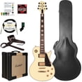 thumbnail image 1 of Sawtooth Heritage Series Maple Top Electric Guitar with ChromaCast Pro Series LP Body Style Hard Case, 25 Watt Amp, and Accessories, Antique White (box 1 of 2), 1 of 10
