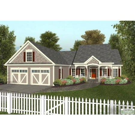 TheHouseDesigners-6763 Construction-Ready Small Country Cottage House Plan with Slab Foundation (5 Printed