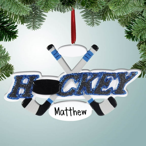 Personalized Hockey Sticks Christmas Ornament - Slapshot - Ice Hockey - Great Gift Ideas