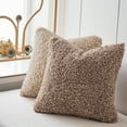 thumbnail image 4 of Sanmadrola Decorative Throw Pillow Covers 18" x 18" Set of 2, Teddy Fur Couch Plliowcase Cushion Cover Modern Farmhouse Home Decor, Khaki, 4 of 6