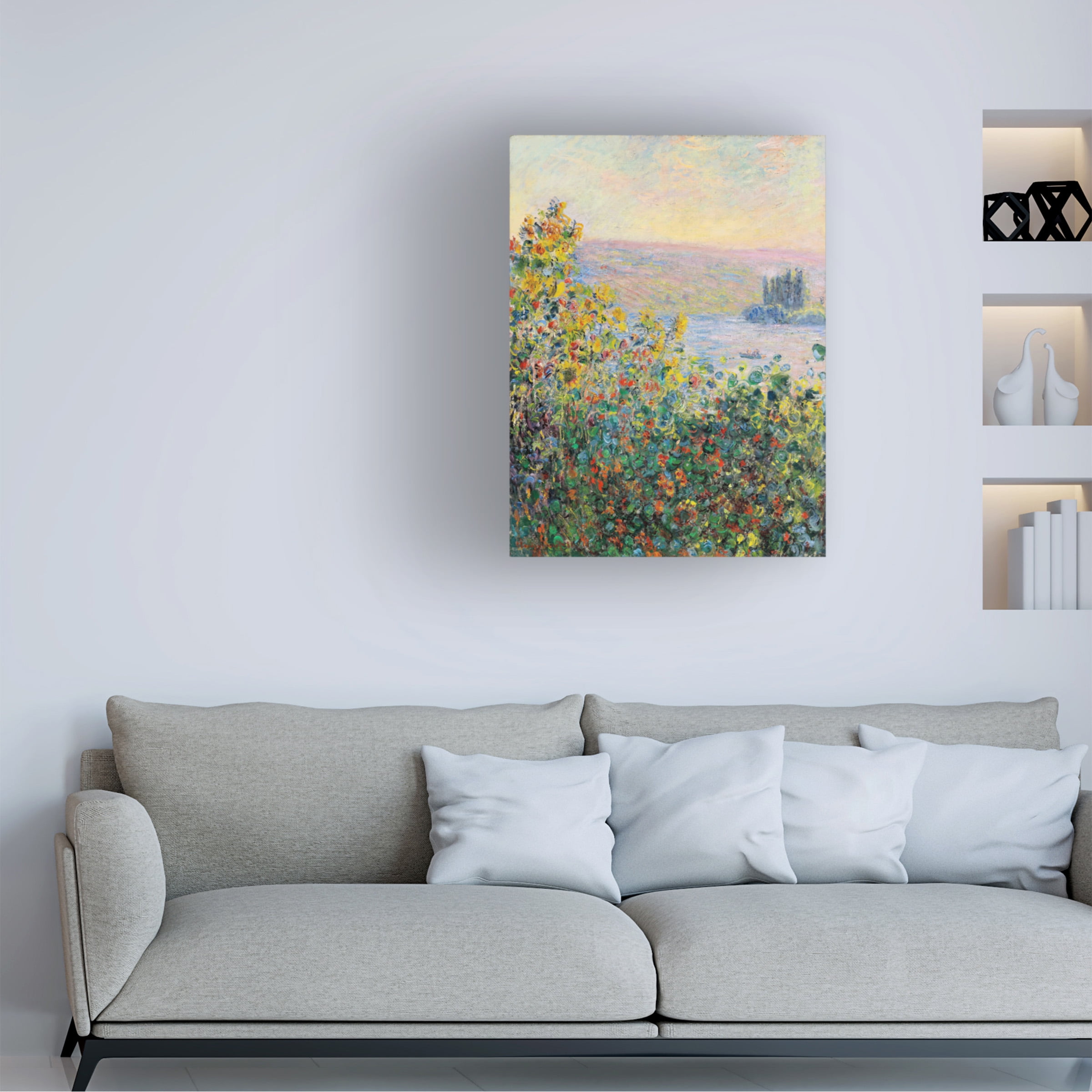Monet 'Flower Beds At Vetheuil' Canvas Art