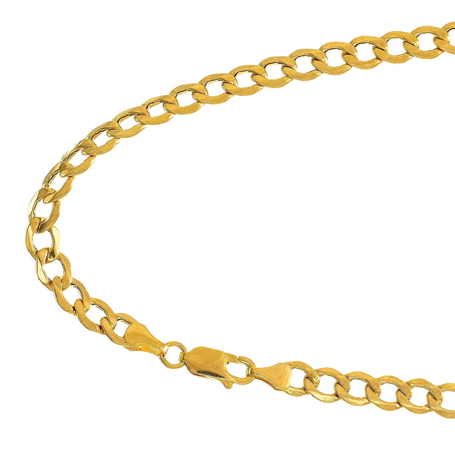 JewelStop 14k Semi-Solid Yellow Gold 6.1 mm Lite Cuban Curb Chain Bracelet, Lobster Claw Clasp-8 Inches