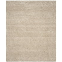 SAFAVIEH Laguna Neven Plush Solid Shag Area Rug, Sand, 6'7" x 6'7" Square