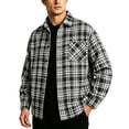 thumbnail image 4 of Men's Plaid Button Down Long Sleeve Casual Shirt With Pockets Turndown Collar Oversized Fit Polyester Sport Shirt Top for Fishing Hiking Camping Outfits | JASKFLY,Black L, 4 of 6