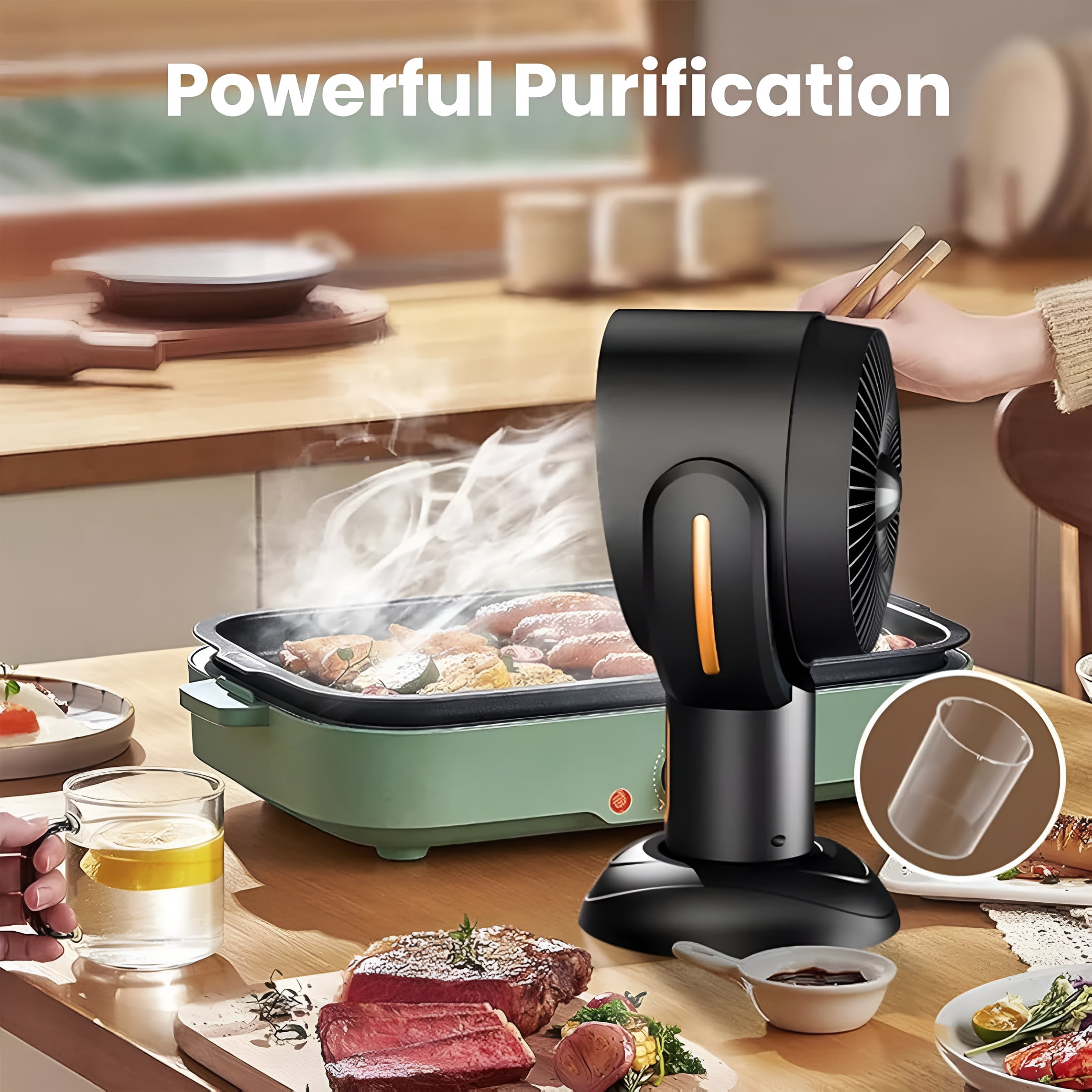 HIBIBUD Portable Smoke Fan,Smoke Purifier,Quiet Smoke Purifier Fan for Home and Kitchen Fan and Air Purifier Combo