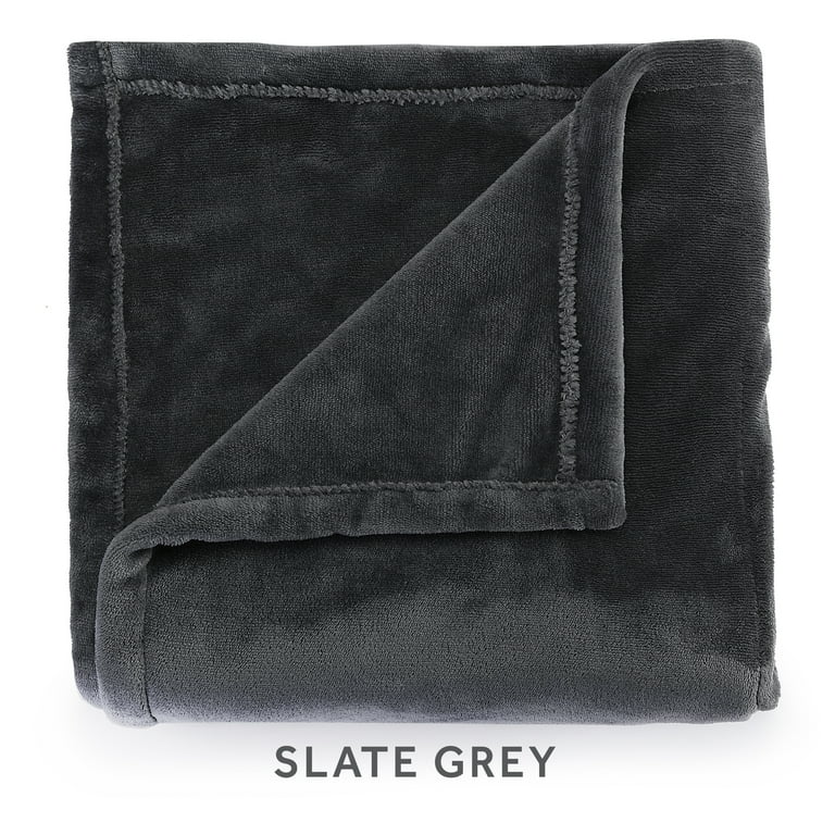 Free Shipping Sunbeam Slate Grey Velvet Plush Electric Heated Blanket Queen Size 90 x 84