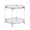 thumbnail image 4 of Acrylic Side Table, Round Glass End Table with Tempered Glass Top and Silver Metal Edge, Clear Small Bedside Tables Nightstand with Storage Shelf, 2-Tier Circular Accent Table, Chrome, 4 of 7