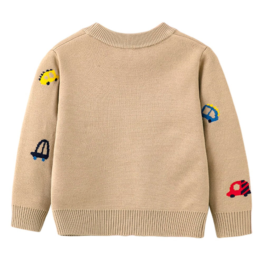 JELEUON Baby Boys Kids V-Neck Cartoon Knitting Button Front Knitted Cardigan Sweater 