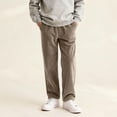 thumbnail image 2 of YOUYEDIAN Vintage Corduroy Pants Boys Casual Elastic High Waisted Straight Leg Pull On Trousers Loose Comfy Slacks with Pockets (Khaki, 11-12 Years), 2 of 4