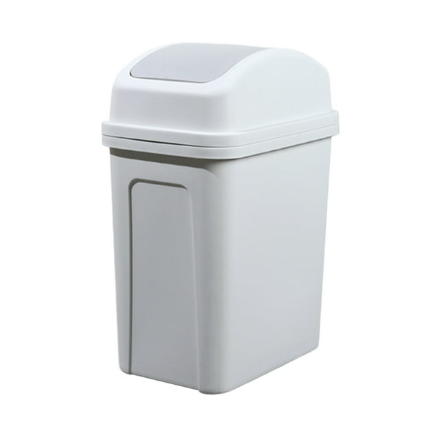 Yhmxh Organizadores y almacenamiento Botes de basura domésticos para sala de estar, cocina, costura gruesa, tapa agitadora, prensa, gran capacidad, plástico, crema, viento, con tapa.